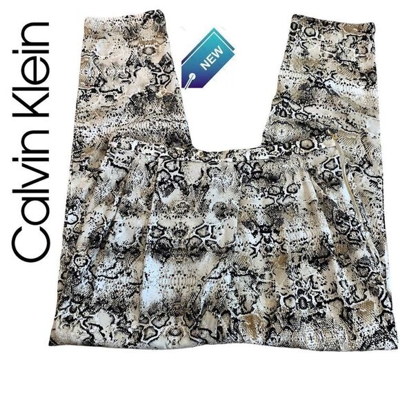 Calvin Klein new with tag black tan snake print tapered slacks pants size medium - Picture 1 of 13